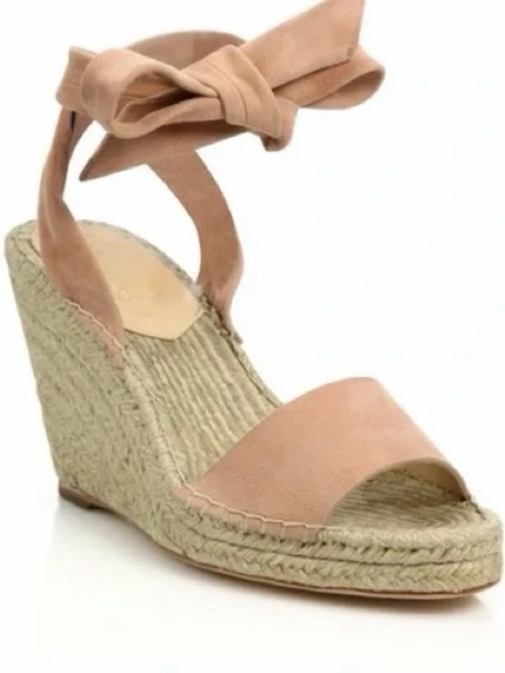Loeffler Randall ‘Harper’ Blush Pink Suede Ankle Tie Espadrille Sandals Size 7.5